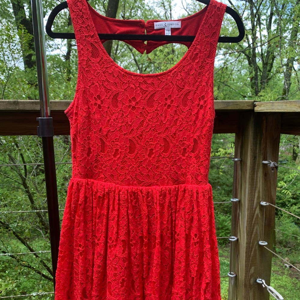 Red Lace Dress with Cut Out Heart Back